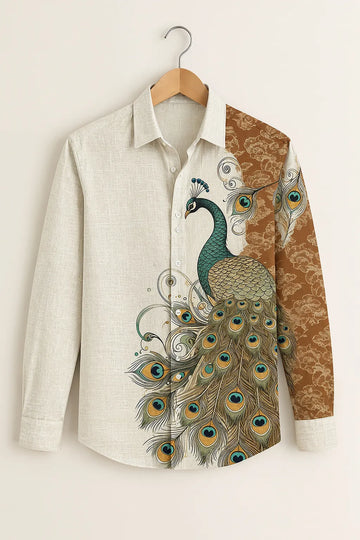 Men’s Royal Peacock Print Shirt