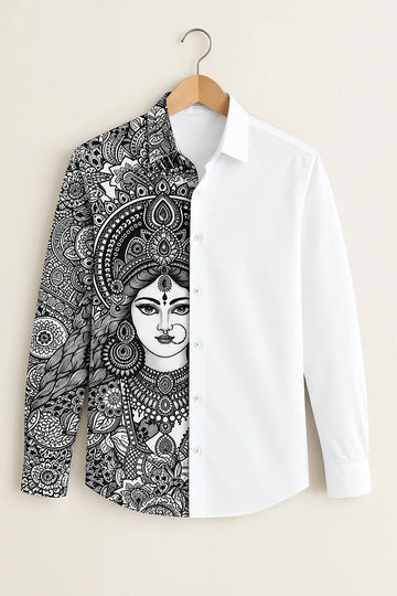Men’s Black & White Royal  Muse Print Shirt