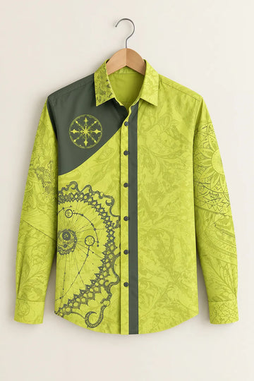 Men’s Lime Green Mandala Print Shirt
