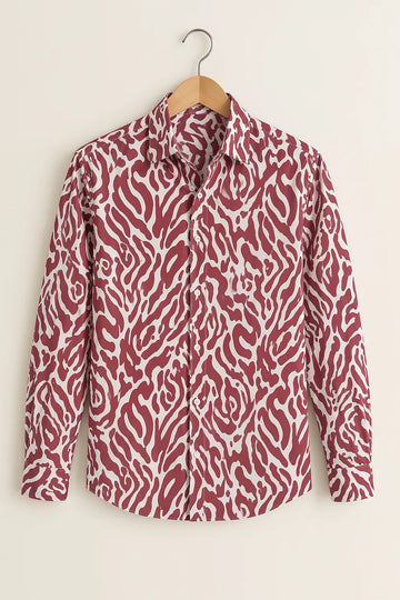 Men’s Red Abstract Zebra Print Shirt