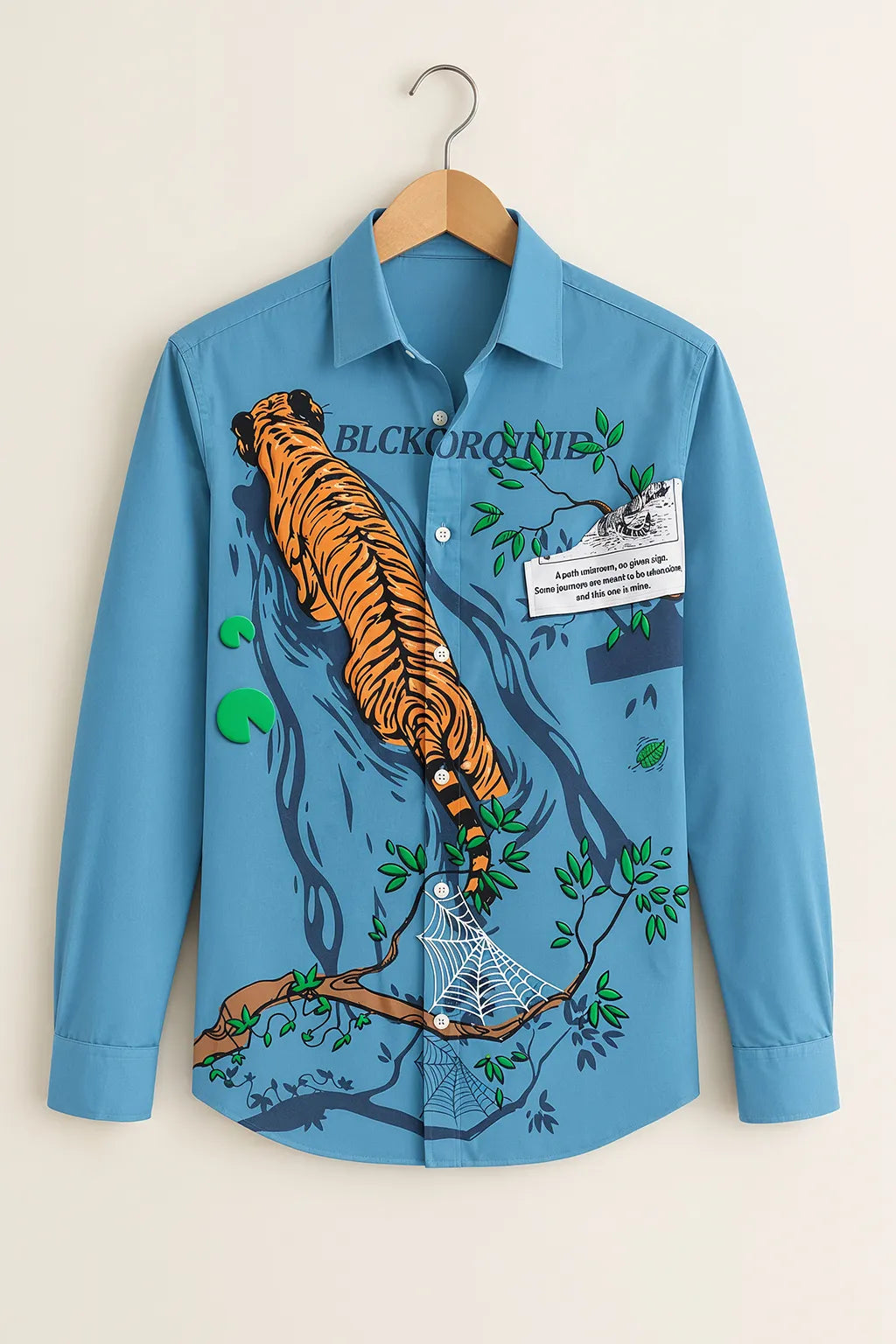 Men’s Blue Tiger Artwork Print Shirt