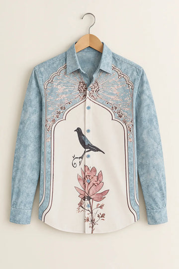 Men’s Blue Arch Artwork Print Shirt
