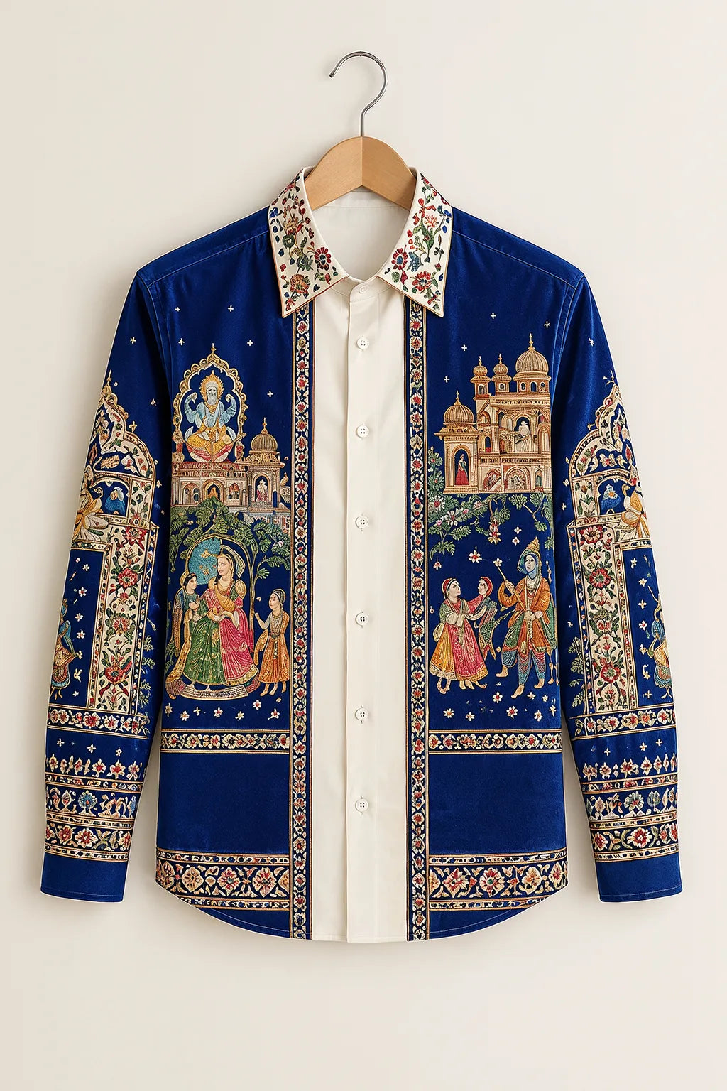 Men’s Blue Mughal Art Print Shirt