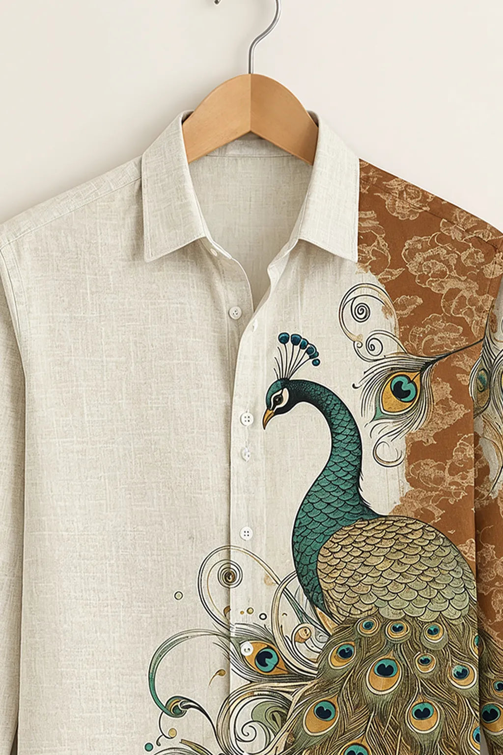 Men’s Royal Peacock Print Shirt