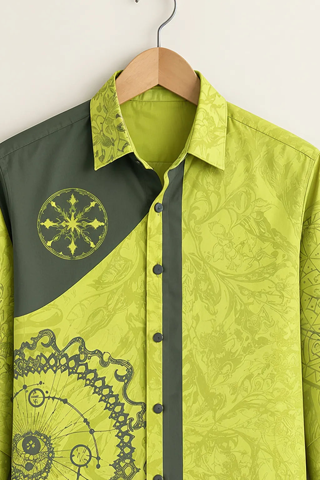 Men’s Lime Green Mandala Print Shirt