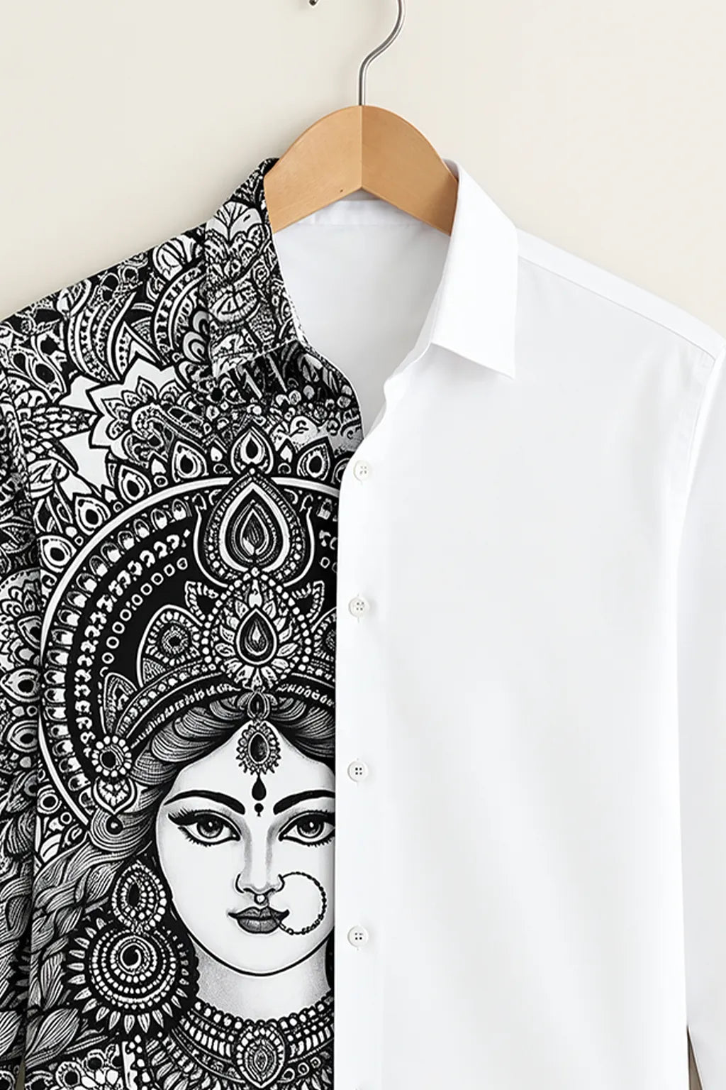 Men’s Black & White Royal  Muse Print Shirt