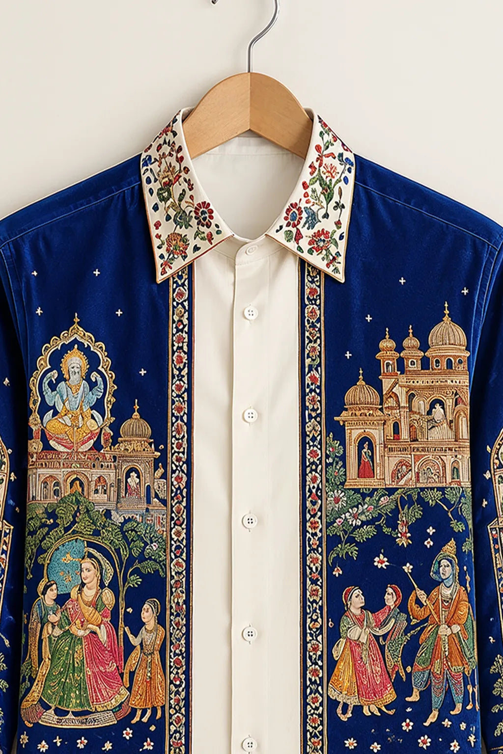 Men’s Blue Mughal Art Print Shirt