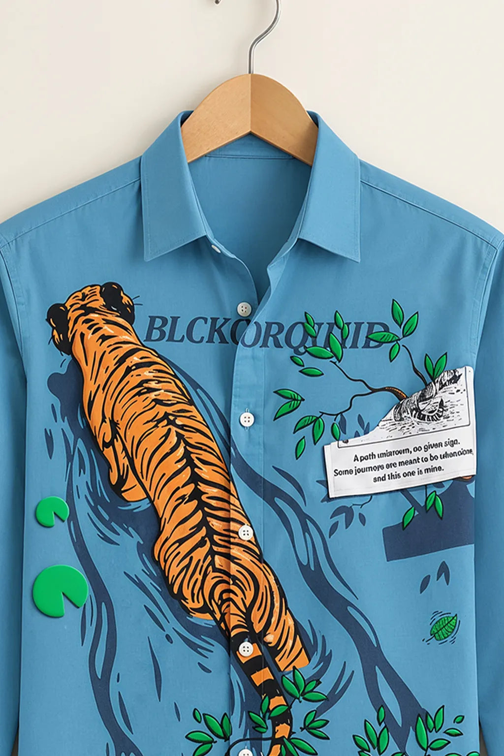 Men’s Blue Tiger Artwork Print Shirt