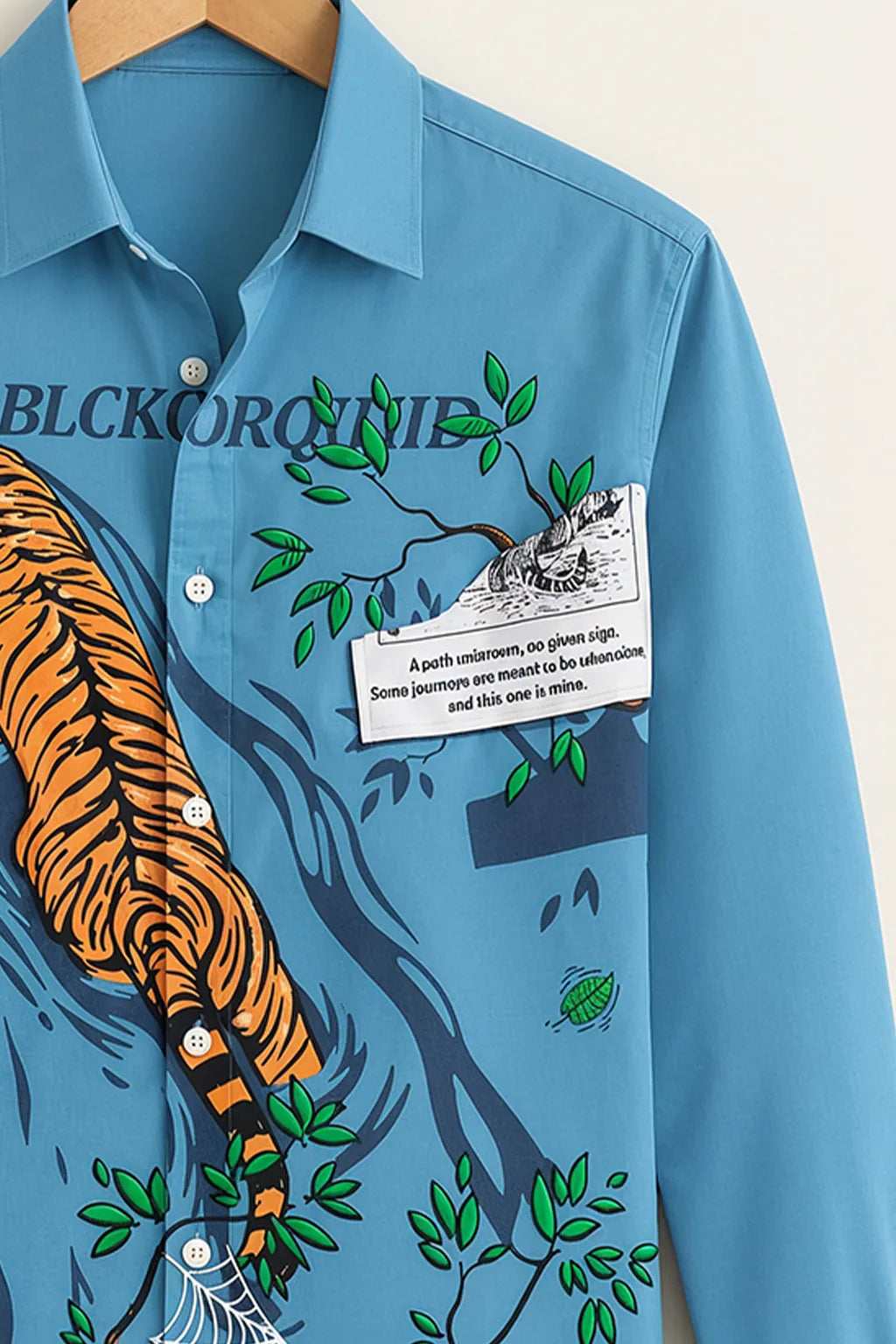 Men’s Blue Tiger Artwork Print Shirt