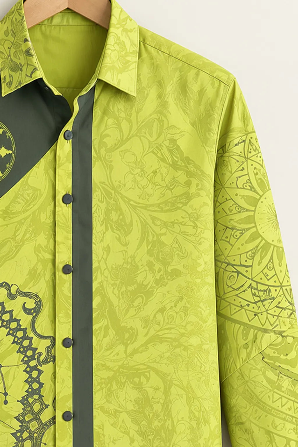 Men’s Lime Green Mandala Print Shirt