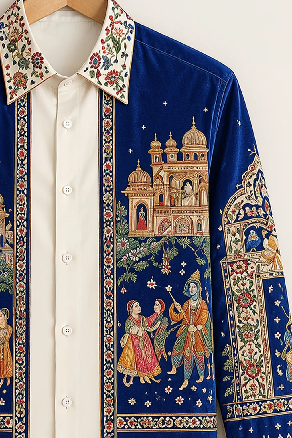 Men’s Blue Mughal Art Print Shirt
